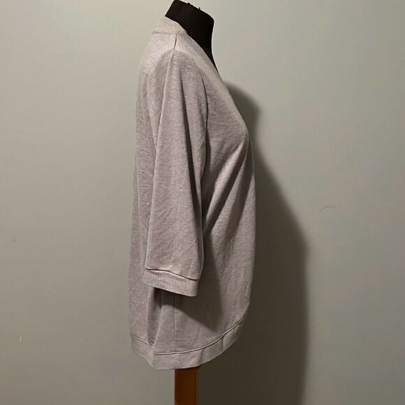 Glacier Women's Gray Solid 3/4 Sleeve Open Front Cardigan Sweater - Picture 5 of 7